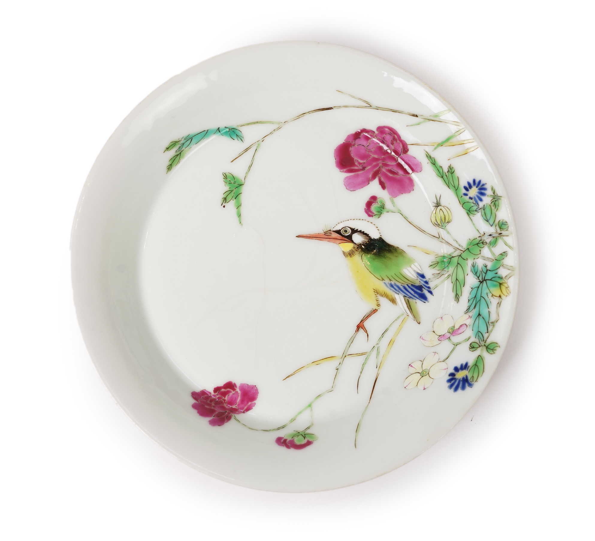 A Chinese ruby backed ‘kingfisher’ saucer dish, possibly Republic period